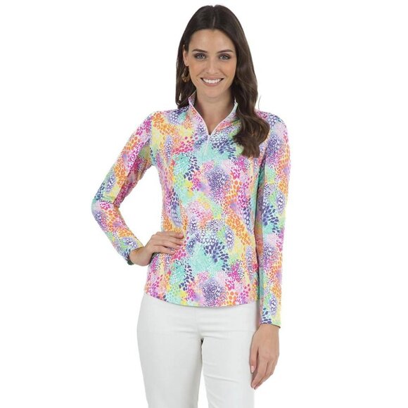 IBKUL Lessie Adjustable Polo Top Size XXL Multi Long Sleeve Golf Zip - Picture 1 of 8